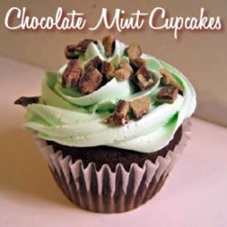 Chocolate Mint Chip Cupcakes With Mint Swiss Merin... recipe