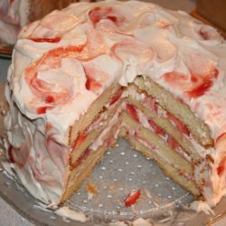 Vanilla Cake With Strawberry Cream Frosting recipe