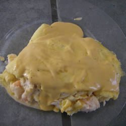 Seafood Omelets with Creamy Cheese Sauce recipe