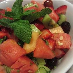 Summer Fruit Salad with a Lemon, Honey, and Mint Dressing recipe