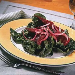 Spinach and Roasted Beet Salad with Ginger Vinaigrette recipe