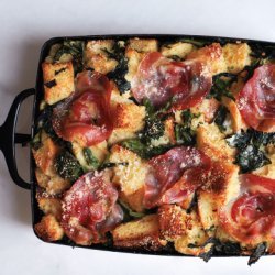 Parmesan Bread Pudding with Broccoli Rabe and Pancetta recipe