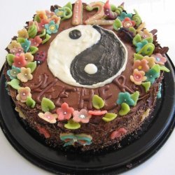 Yin Yang Chocolate Cake With Marzipan Decorations recipe