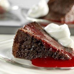 Triple Chocolate Pudding Cake With Raspberry Sauce recipe