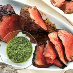 Char-Grilled Beef Tenderloin with Three-Herb Chimichurri recipe