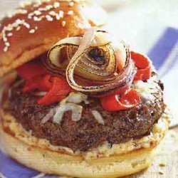 Beef and Andouille Burgers with Asiago Cheese recipe