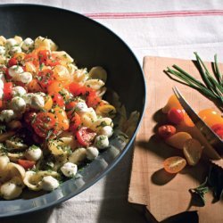 Orecchiette with Fresh Mozzarella, Grape Tomatoes, and Garlic Chives recipe