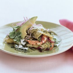 Shrimp and Cotija Enchiladas with Salsa Verde and Crema Mexicana recipe
