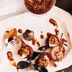 Pears in Honey and Pine Nut Caramel with Artisanal Cheese recipe