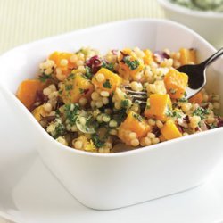Israeli Couscous Risotto with Squash, Radicchio, and Parsley Butter recipe