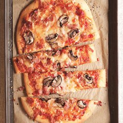 Three-Cheese Pizza with Pancetta and Mushrooms recipe