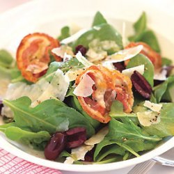 Arugula Salad with Olives, Pancetta, and Parmesan Shavings recipe