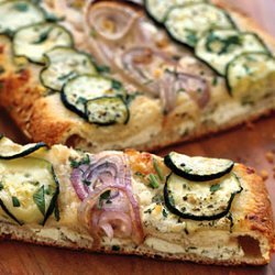 Cheesy Zucchini and Red Onion Flatbread recipe