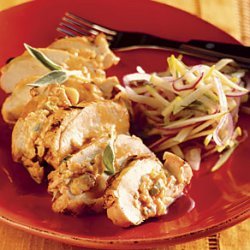 Smoked-Cheddar-Stuffed Chicken with Green Apple Slaw recipe