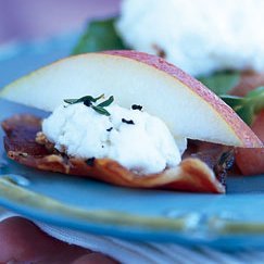 Pancetta Crisps with Goat Cheese and Pear recipe