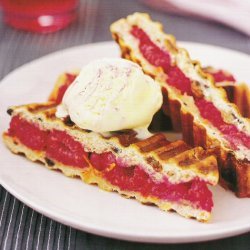 Melting  Ice Cream And Raspberries Dessert Panini recipe