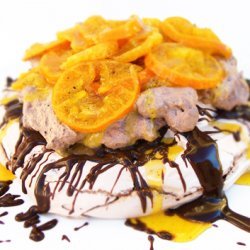 Chocolate Pavlova With Glaced Tangerines recipe