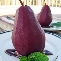 Pears Poached In Red Wine With Chocolate Sauce recipe