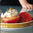 Honey-roasted Plums With Mascarpone And Pistachios recipe