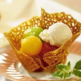 Almond Cookie Baskets With Melon recipe
