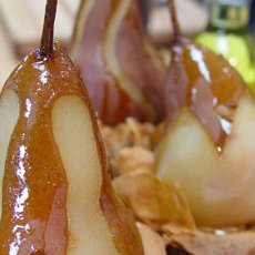 Drunken Pears In Crispy Cups With Goats Cheese Cre... recipe