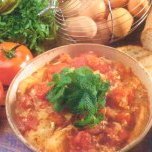 Portuguese Style Tomato Soup And Poached Eggs recipe