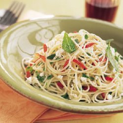 Mixed-Herb Pasta with Red Bell Peppers and Feta recipe