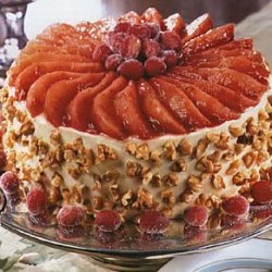 Christmas Cranberry, Pear and Walnut Torte with Cream Cheese-Orange Frosting recipe