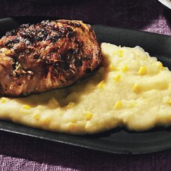 Grilled Mustard Chicken with Fresh Corn Polenta recipe