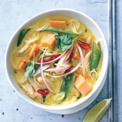 Spicy Curry Noodle Soup with Chicken and Sweet Potato recipe