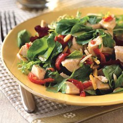 Chicken Salad with Piquillo Peppers, Almonds, and Spicy Greens recipe