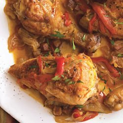 Chicken with Bell Peppers, Smoked Ham, and Paprika recipe