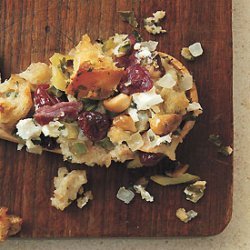 Country Bread Stuffing with Smoked Ham, Goat Cheese, and Dried Cherries recipe