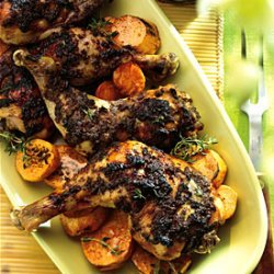 Roasted Spiced Chicken with Cinnamon- and Honey-Glazed Sweet Potatoes recipe