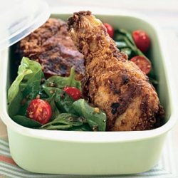 Buttermilk Fried Chicken with Spinach Tomato Salad recipe