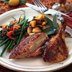 Duck Stuffed with Chicken Liver, Candied Orange, and Pears recipe