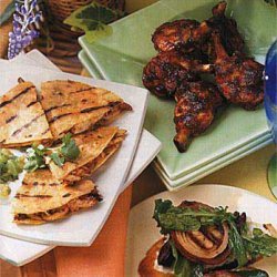 Grilled Chicken Drummettes with Ancho-Cherry Barbecue Sauce recipe