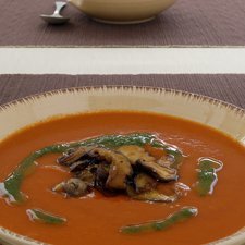 Roasted Chili N Red Bell Pepper Soup With Garlic S... recipe