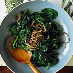 Spinach with Fried Shallots recipe