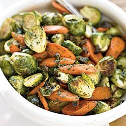 Roasted Brussels Sprouts With Crispy Capers and Carrots recipe