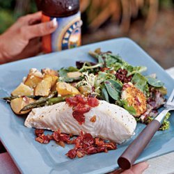 Oven-roasted Halibut with Cranberry Chutney recipe