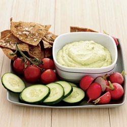 Curried Tofu-and-Avocado Dip with Rosemary Pita Chips recipe