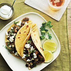 Mushroom, Corn, and Poblano Tacos recipe