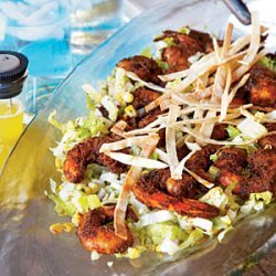 Blackened Shrimp Salad with Jicama and Grilled Corn recipe