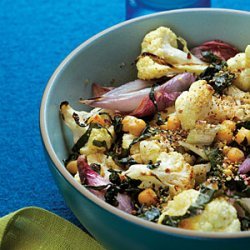 Roasted Cauliflower and Shallots with Chard and Dukkah recipe
