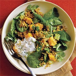 Curried Quinoa Salad with Cucumber-Mint Raita recipe