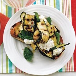 Grilled Bread With Zucchini, Ricotta, and Basil recipe