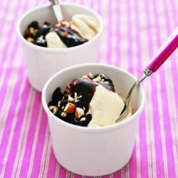 Vanilla Ice Cream with Chocolate Sauce and Pretzels recipe