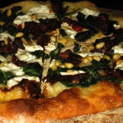 Pizza with Spinach, Tomatoes, and Pine Nuts recipe