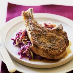 Pork Chops with Fresh Green and Red Cabbage recipe